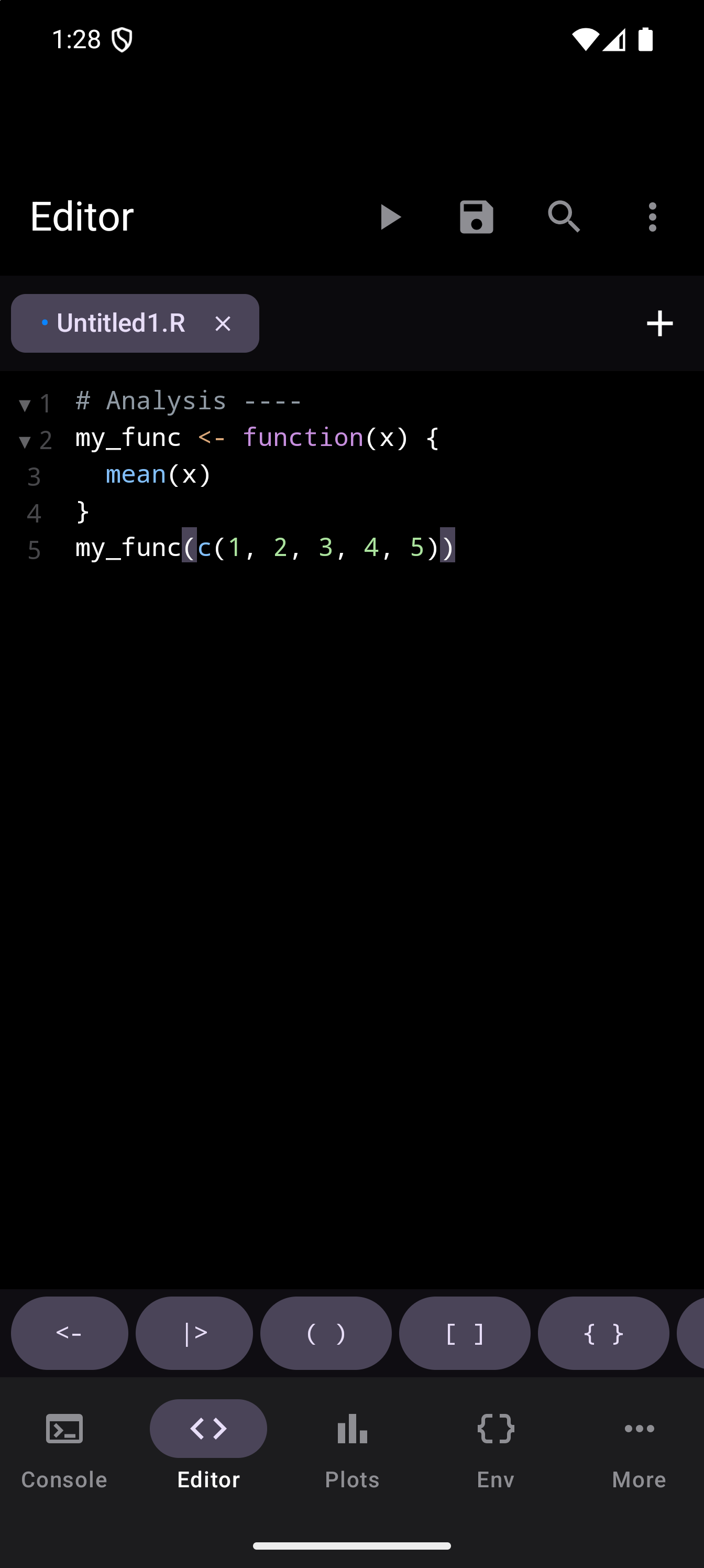 Editor showing folded code regions in dark theme