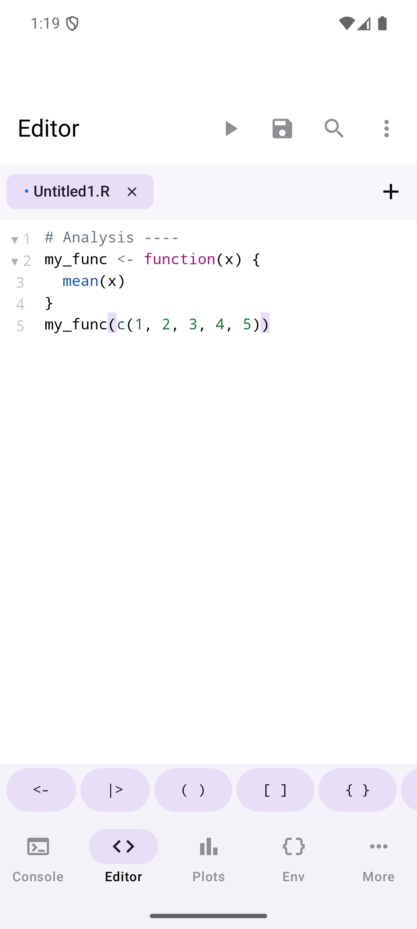 Editor showing folded code regions in light theme